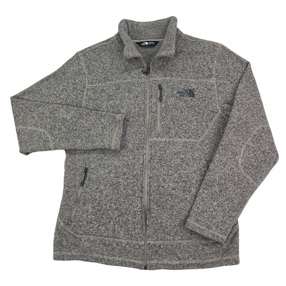 The North Face Gordon Lyons Full Zip Fleece Jacket Mens Large M Beige Heathered